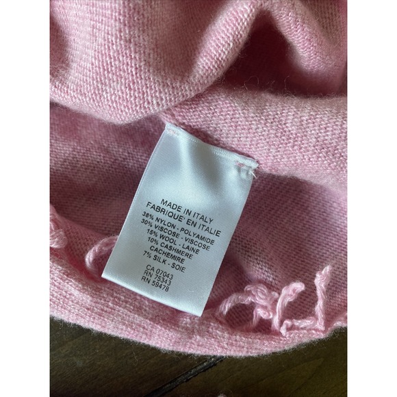 Bianco Blu Womens XL Pink Knit Italian Wool Cashmere Silk Blend Sweater Fem - Picture 8 of 8